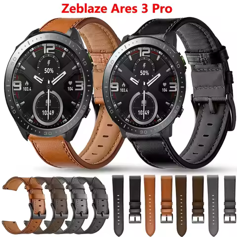 22mm Leather Strap Watchband for Zeblaze Ares 3 Pro Smart Wriststrap Quick Releas Bracelet for Vibe 