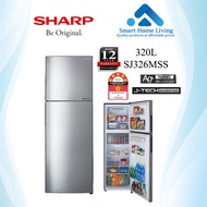 Sharp 320L 2 Doors Inverter Fridge / Refrigerator/ Peti Sejuk SJ326MSS 【KLANG VALLEY ONLY】
