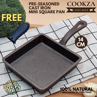 Cookza Pure Cast Iron Mini Square Pan, Square Cast Iron Pan, Cast Iron Cookware, Cast Iron Skillet, 