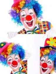1個紅色小丑鼻海綿球,適用於cosplay、舞臺化妝、小丑裝扮