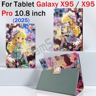 For Tablet Galaxy X95 5G 10.8'' New Upgraded Leather Cover X95 Pro 2025 Cartoon Magnetic Tablet Case