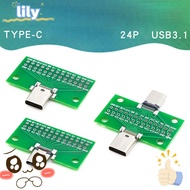 LILY 24P 2.54mm Connector Socket, USB 3.1 Module Data Line Wire Cable Transfer Type-C Male to Female Test PCB Board, High-quality Type C Connector Socket