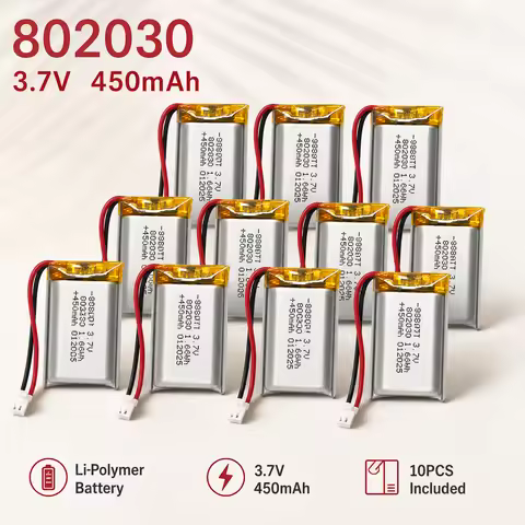 10PCS 3.7V 400mAh LiPo Rechargeable Battery 802030 082030 802035 902030 for Bluetooth Headset Keyboa