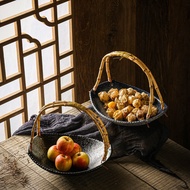 Japanese-Style Ceramic Household Restaurant Hotel Influencer Bar Fruit Bamboo Lifting Plate Creative