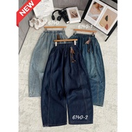ELWYN women's jeans, wide-leg baggy jeans with elastic waistband, thin paper denim, size SML 6140