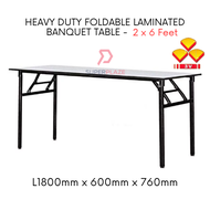 3V 2x6 Feet Heavy Duty Laminated Wood Top Banquet Table Folding Function Table