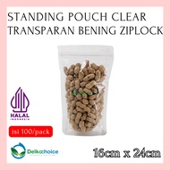 DELKOCHOICE CLEAR TRANSPARENT ZIPLOCK STANDING POUCH 16x24