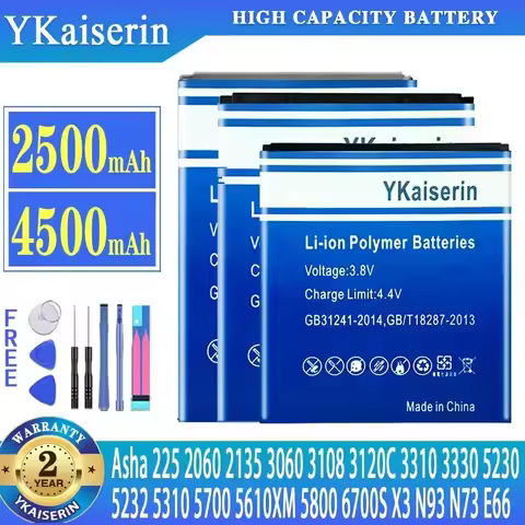 YKaiserin Battery BL-5CB BLC-2 BL-4CT BP-5M BL-4UL BV-6A BL-5J BL-4U BP-6M for Nokia 3108 2135 E66 3