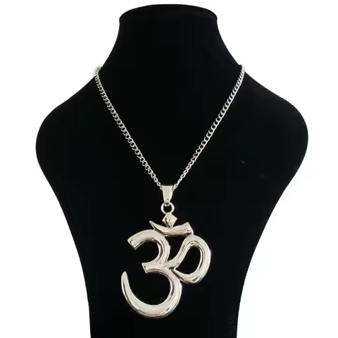 1 x Tibetan Silver Large Abstract Hindu OM AUM Symbol Yoga Buddhist Pendant Necklaces On Long Chain 