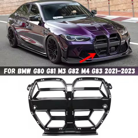 For BMW G80 G81 M3 G82 M4 G83 2021 2022 2023 CSL Style Front Bumper Grill Gloss Black Upper Racing G