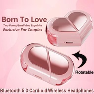 Bluetooth Earphones K520 Love the Heart Deformable Wireless Earphones Creative Rotatable Pink Wirele