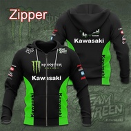 In Stock!! Kawasaki Racing Team 3D Print Men Zipper Hoodies Motorcycle Racing Oversized Sweatshirts