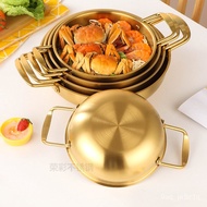 Korean-Style Stainless Steel Seafood Dry Pot Spanish Double-Ear Golden Ramen Soup Pot with Lid Instant Noodle Pot Mini H