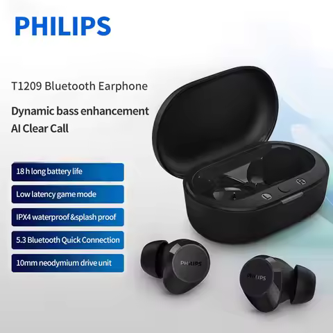 Philips TAT1209 Earphone True Wireless Bluetooth 5.3 Earbuds HiFi AI HD Call Touch Control Waterproo