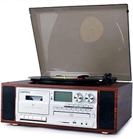 Vinyl Player Vintage, Bluetooth Vinyl Record Player 3 Speed Turntable with 2 Built Stereo Speaker MP3 Converter CD Player AM/FM Radio Gramophone