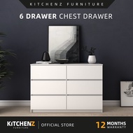 KitchenZ Sabah 6 Drawer Chest Drawer 3 layer Drawer Baju Almari putih Murah  Storage drawer kabinet 