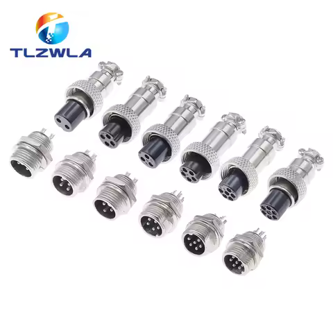 1Set GX12 2/3/4/5/6/7 Pin Male + Female 12mm L88-93 Circular Aviation Socket Plug Wire Panel Connect
