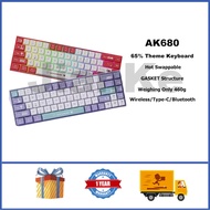 AJAZZ AK680 Mechanical Keyboard 65% RGB Hot Swappable Customized Dual-mode Small Keyboard