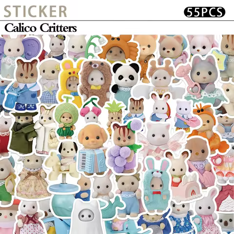 55pcs Calico Critters Stickers Laptop Scrapbook Decoration Graffiti Decals Skateboard Laptop Waterpr