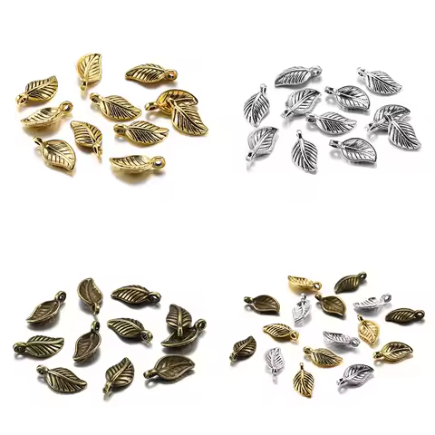 60pcs/lot 15x7mm Antique Metal Alloy Leaves Charms Pendants Findings Jewelry Making Accessories