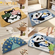 CYMX Bathroom Rug, Panda Cat Peacock Cute Animal Plush Rug,  Durable Rubber Backing Anti-Slip Quickl