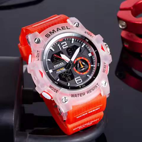 SMAEL Sport Watch Military Wristwatch for Men Alarm Stopwatch LED Digital Back Light Dual Time Displ