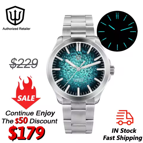 Watchdives Wd0005B Nh35 Automatic Mechanical Watches Ice Crack 100M Waterproof Sapphire Crystal Bgw9