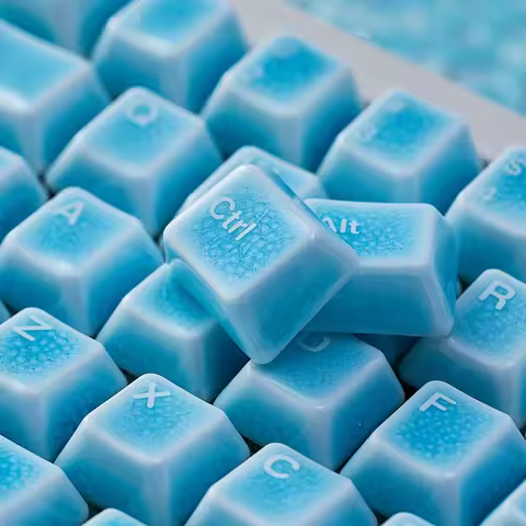 Ceramic Keycaps Full Set 114 Keys Cracks Multi Color Translucent Cherry Profile Keycaps for Mechanic