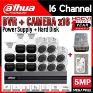 DAHUA 16-CHANNEL 5MP 5M-N Ultra HD CCTV 5.0MP 16CH DVR + Camera + HardDisc + Power Supply Package