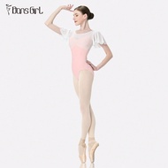 One-Piece Women's Romantic Fairy Ruffled Sleeves Mesh Panel Ballet Leotard For Aerial Yoga, Figure S