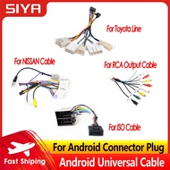 ❂♕❀ SIYA 2 Din Android Car Radio Adapter Connector Wiring Harness Universal Accessory Wire For VW Nissian Toyota ISO RCA 4pin Cable