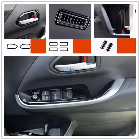 Car Styling Gear Shift Rear Air Vent Outlet Window Control Panel Water Cup Trim Black Interior For T