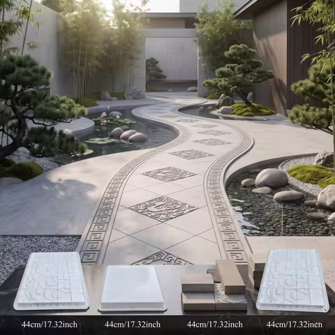 44cm Stepping Stone Mold for Cloud Relief Paver, Reusable Plastic Concrete Form for Zen Garden & Vil