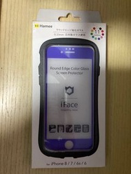 全新日本製iFace round edge color screen protector 紫藍色玻璃手機保護貼mon貼 for iPhone SE series/8/7/6s/6