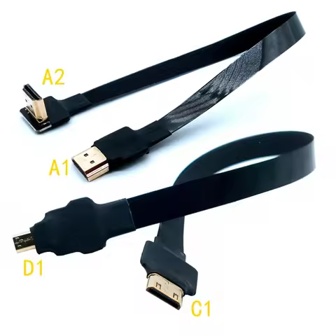 0.5M Protective case FPC Ribbon Flat HDMI-compatible Cable Micro HD Mini 90 Degree Up Down Angled Fo
