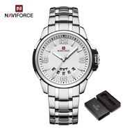 NAVIFORCE Men Watch Waterproof Double Calendar Quartz Stainless Steel Original Casual Luminous Hands