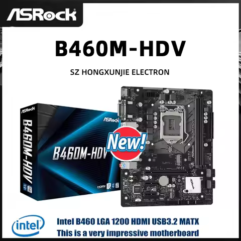 ASRock B460M-HDV Motherboard Intel B460 LGA1200 10th Gen Core i9/i7/i5/i3 DDR4 128GB USB3.2 Gen1 SAT