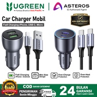 UGREEN Fast Charging Car Charger + Cable iphone, Type C, Micro USB 30W - 130W