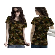 Army Camouflage T-Shirt Wanita | Short Sleeve Army T-Shirt | Full Print Camouflage Army T-Shirt
