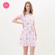 EP เดรสเชิ้ตพิมพ์ลาย ToileDeJouy ผู้หญิง สีชมพู | Toile de Jouy Print Shirt Dress | 05020