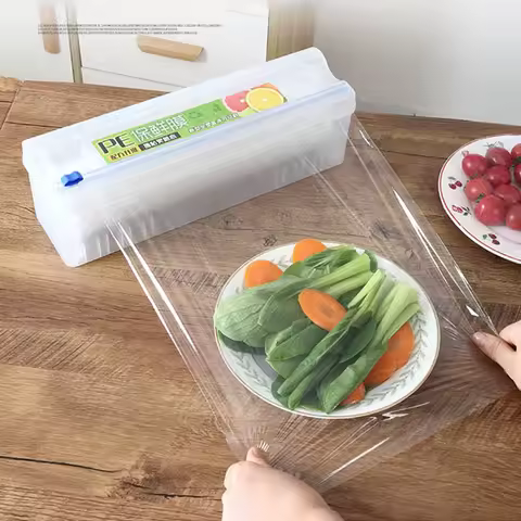 33cm Cling Film Cutter Kitchen Organizer Food Wrap Foil Dispenser Storage Box Plastic Sharp Cutter H