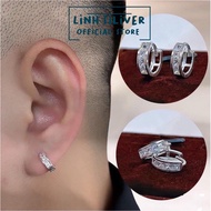Round stone stud earrings for men - silver men's earrings
