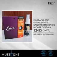 Elixir 16052 (12-53) Nanoweb Phosphor Bronze Acoustic Guitar String with Guitar Polish with Cloth (Set)