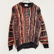 90 年代風格的 ALFANI COOGI 風格腈綸混紡棉針織毛衣，3D 針織，全身印花，顏色，M 碼，古著