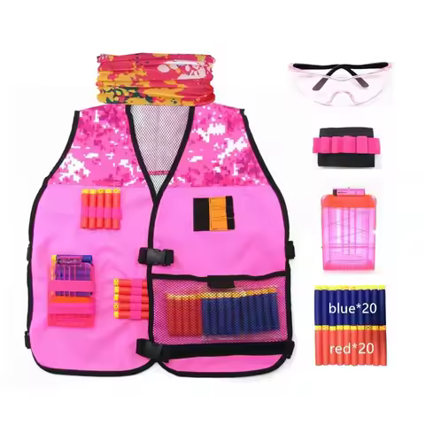 ZIVCONCING Kids Tactical Vest Kit for Nerf Guns N-Strike Elite for Boys & Girls Pink-Nerf Gun Toys b