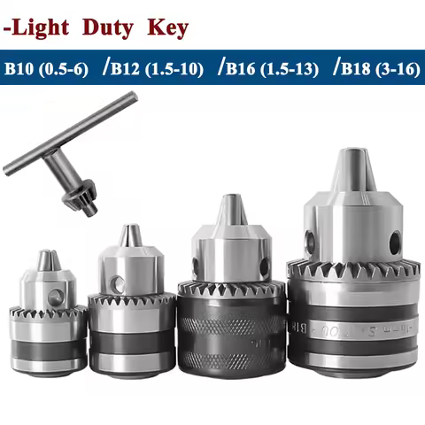 MT2 MT3 MT4 B10 B12 B16 B18 Light Duty Key Drill Chuck 0.6-6mm 1.5-13mm 1-10mm Taper Arbor CNC Machi