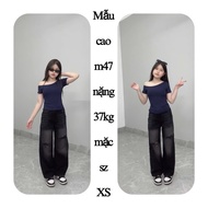 [NEW MODEL] (Dwarf MUSHROOMS) Ripped SMOKE BLACK WOMEN'S JEANS 2 knees 9 inches -90cm long for you f