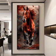 Red Horse Poster Canvas Art  Running Horse Wall Decor for Living Room Office Study  PC Wooden Frame 