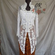 White Wedding Ceremony Kebaya Dress with Sequins, Ijab Kabul