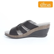 Rohde 6509 Sandal Wedges Wanita Warna Hitam & Tan